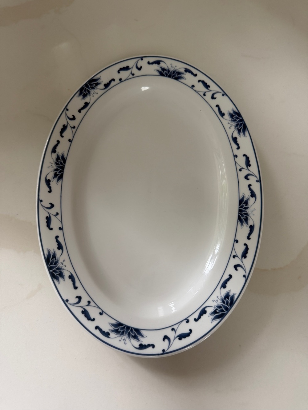 cameo Blue and White Porcelain Oval Serving Platter